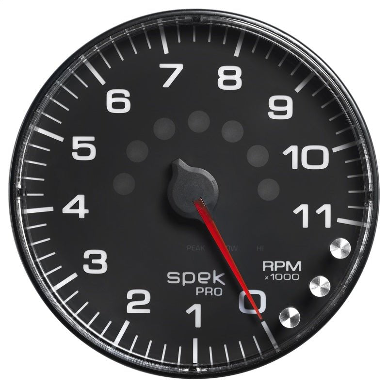 AutoMeter - Autometer Spek-Pro Gauge Tachometer 5in 11K Rpm W/Shift Light & Peak Mem Black/Black - Demon Performance