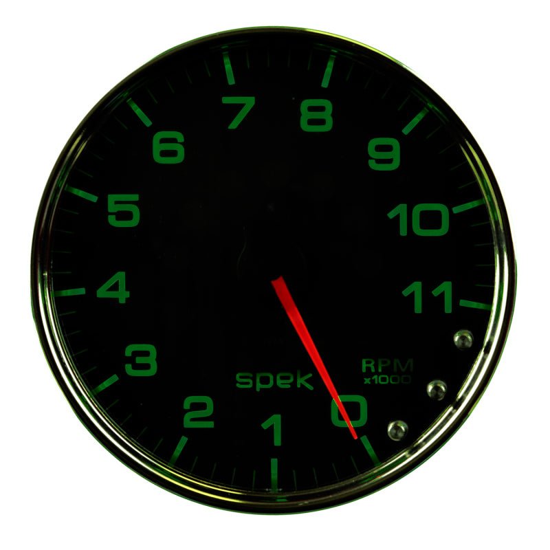 AutoMeter - Autometer Spek-Pro Gauge Tachometer 5in 11K Rpm W/Shift Light & Peak Mem Black/Chrome - Demon Performance