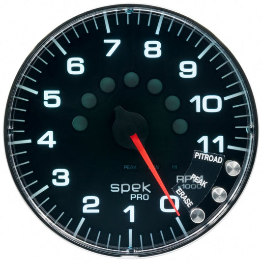 AutoMeter - Autometer Spek-Pro Gauge Tachometer 5in 11K Rpm W/Shift Light & Peak Mem Black/Chrome - Demon Performance