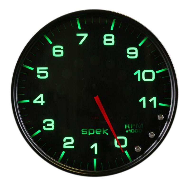 AutoMeter - Autometer Spek-Pro Gauge Tachometer 5in 11K Rpm W/Shift Light & Peak Mem Black/Smoke/Black - Demon Performance