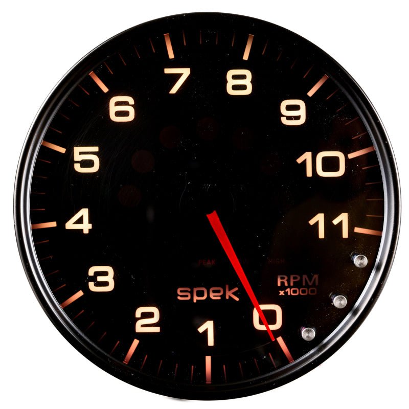 AutoMeter - Autometer Spek-Pro Gauge Tachometer 5in 11K Rpm W/Shift Light & Peak Mem Black/Smoke/Black - Demon Performance