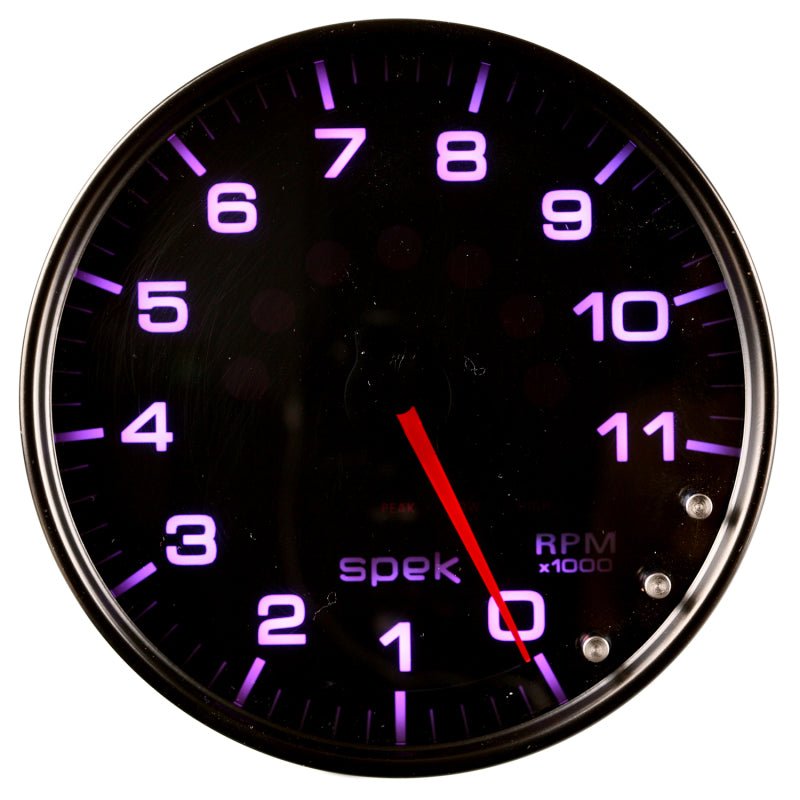 AutoMeter - Autometer Spek-Pro Gauge Tachometer 5in 11K Rpm W/Shift Light & Peak Mem Black/Smoke/Black - Demon Performance