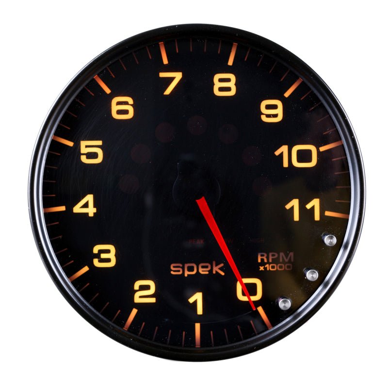 AutoMeter - Autometer Spek-Pro Gauge Tachometer 5in 11K Rpm W/Shift Light & Peak Mem Black/Smoke/Black - Demon Performance