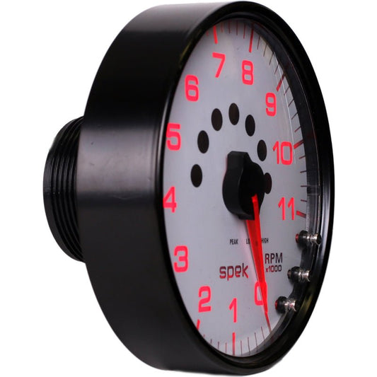 AutoMeter - Autometer Spek-Pro Gauge Tachometer 5in 11K Rpm W/Shift Light & Peak Mem White/Black - Demon Performance