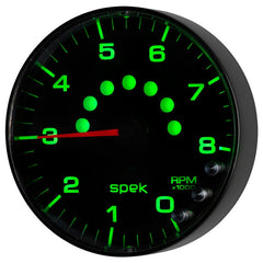 AutoMeter - Autometer Spek-Pro Gauge Tachometer 5in 8K Rpm W/Shift Light & Peak Mem Black/Black - Demon Performance