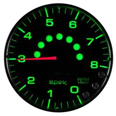 AutoMeter - Autometer Spek-Pro Gauge Tachometer 5in 8K Rpm W/Shift Light & Peak Mem Black/Black - Demon Performance