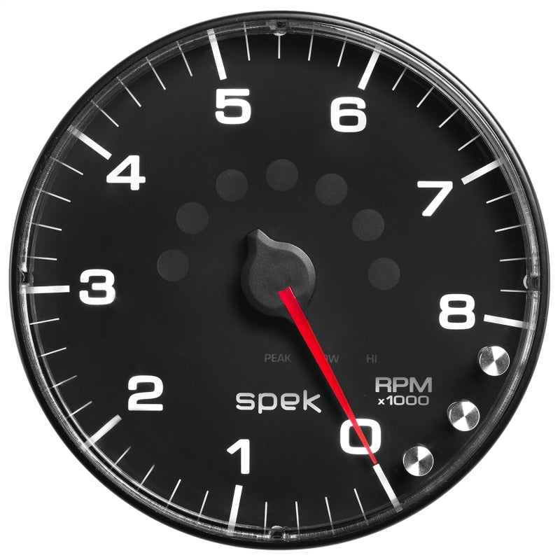 AutoMeter - Autometer Spek-Pro Gauge Tachometer 5in 8K Rpm W/Shift Light & Peak Mem Black/Black - Demon Performance