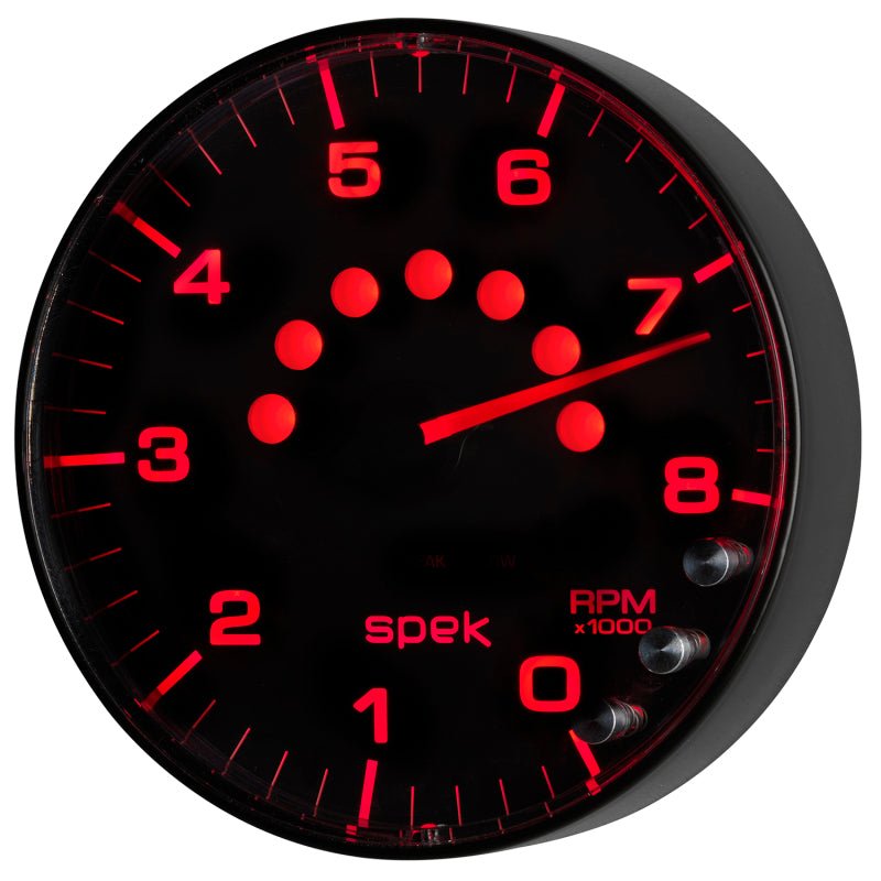 AutoMeter - Autometer Spek-Pro Gauge Tachometer 5in 8K Rpm W/Shift Light & Peak Mem Black/Black - Demon Performance