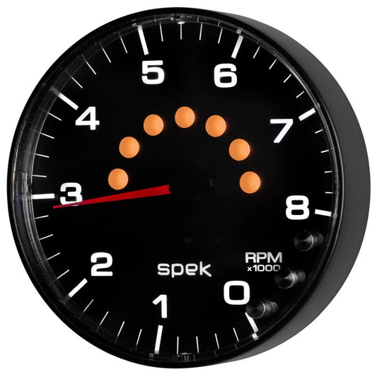 AutoMeter - Autometer Spek-Pro Gauge Tachometer 5in 8K Rpm W/Shift Light & Peak Mem Black/Black - Demon Performance