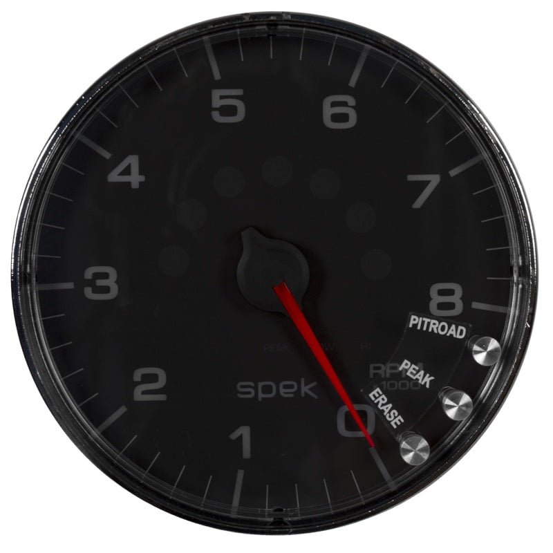 AutoMeter - Autometer Spek-Pro Gauge Tachometer 5in 8K Rpm W/Shift Light & Peak Mem Black/Chrome - Demon Performance