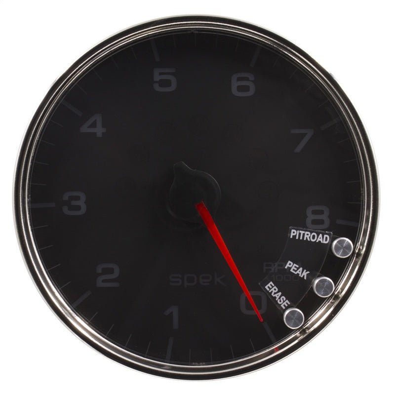 AutoMeter - Autometer Spek-Pro Gauge Tachometer 5in 8K Rpm W/Shift Light & Peak Mem Black/Chrome - Demon Performance