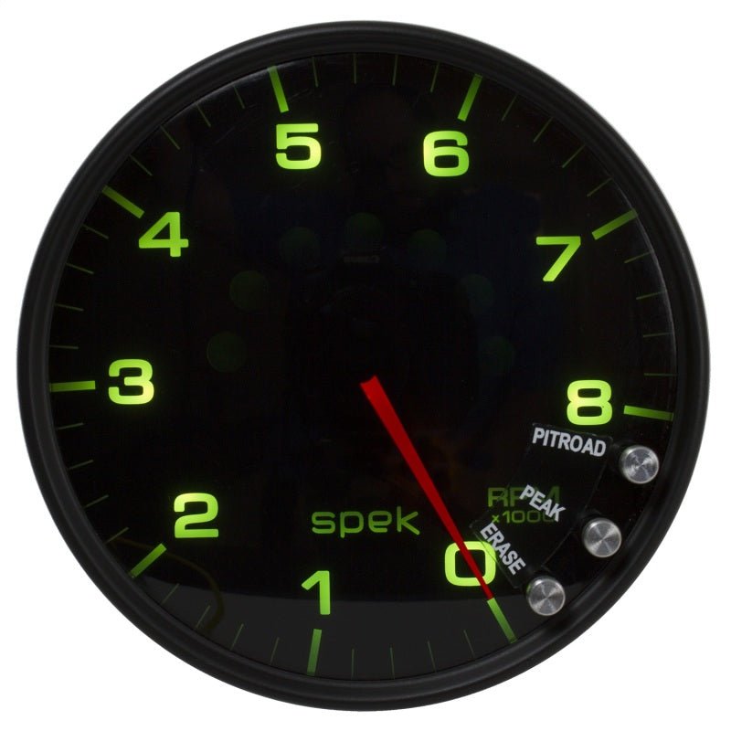 AutoMeter - Autometer Spek-Pro Gauge Tachometer 5in 8K Rpm W/Shift Light & Peak Mem Black/Smoke/Black - Demon Performance