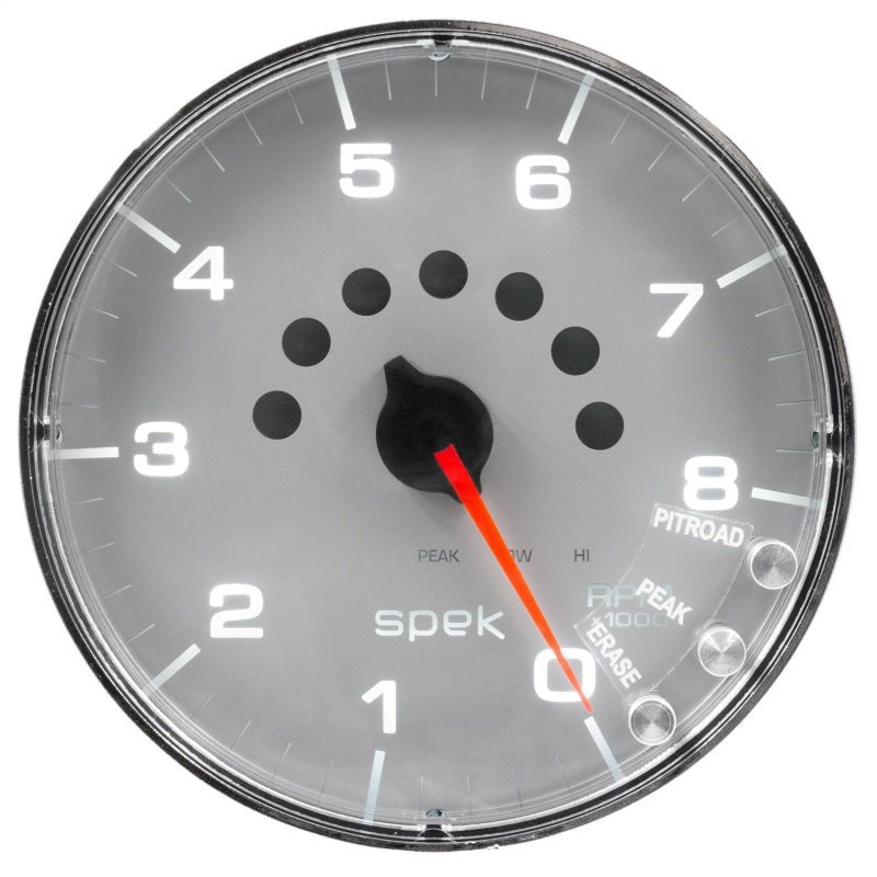 AutoMeter - Autometer Spek-Pro Gauge Tachometer 5in 8K Rpm W/Shift Light & Peak Mem Silver/Chrome - Demon Performance