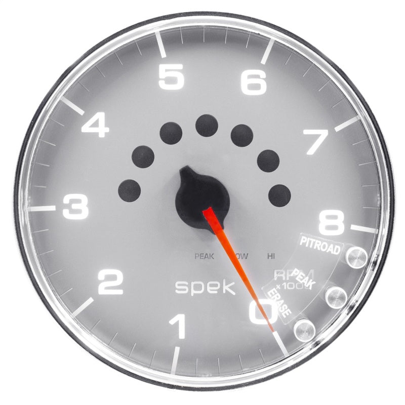 AutoMeter - Autometer Spek-Pro Gauge Tachometer 5in 8K Rpm W/Shift Light & Peak Mem Silver/Chrome - Demon Performance