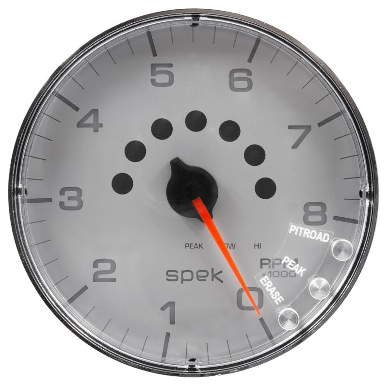 AutoMeter - Autometer Spek-Pro Gauge Tachometer 5in 8K Rpm W/Shift Light & Peak Mem Silver/Chrome - Demon Performance