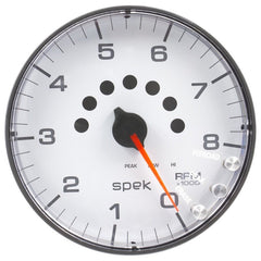 AutoMeter - Autometer Spek-Pro Gauge Tachometer 5in 8K Rpm W/Shift Light & Peak Mem White/Black - Demon Performance