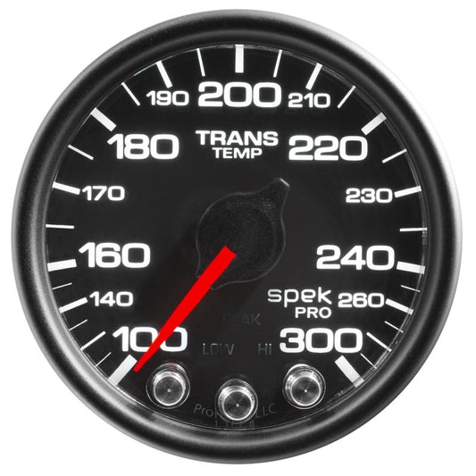 AutoMeter - Autometer Spek-Pro Gauge Trans Temp 2 1/16in 300f Stepper Motor W/Peak & Warn Blk/Blk - Demon Performance