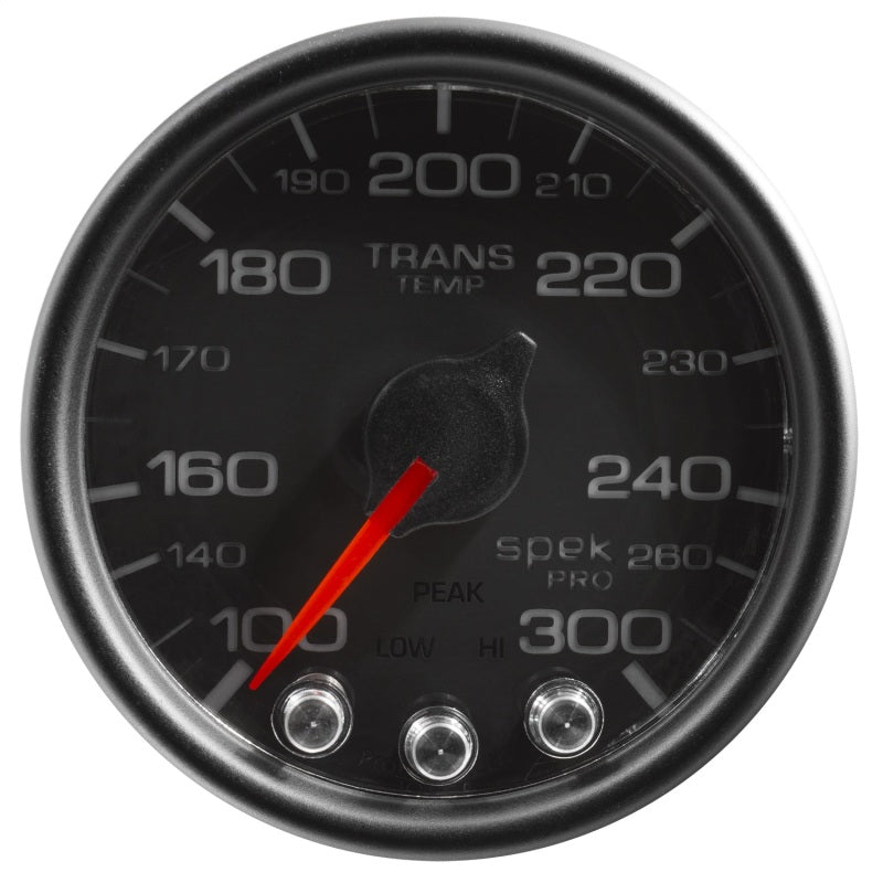 AutoMeter - Autometer Spek-Pro Gauge Trans Temp 2 1/16in 300f Stepper Motor W/Peak & Warn Blk/Blk - Demon Performance