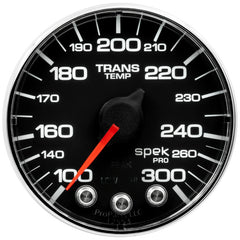 AutoMeter - Autometer Spek-Pro Gauge Trans Temp 2 1/16in 300f Stepper Motor W/Peak & Warn Blk/Chrm - Demon Performance