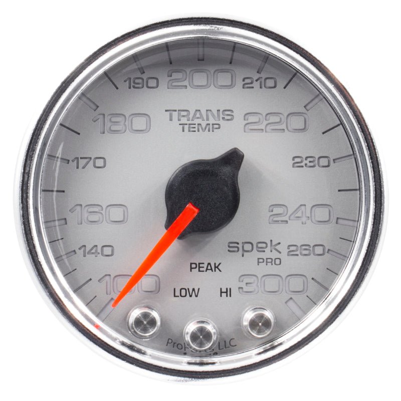 AutoMeter - Autometer Spek-Pro Gauge Trans Temp 2 1/16in 300f Stepper Motor W/Peak & Warn Slvr/Chrm - Demon Performance