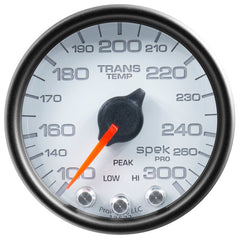 AutoMeter - Autometer Spek-Pro Gauge Trans Temp 2 1/16in 300f Stepper Motor W/Peak & Warn Wht/Blk - Demon Performance