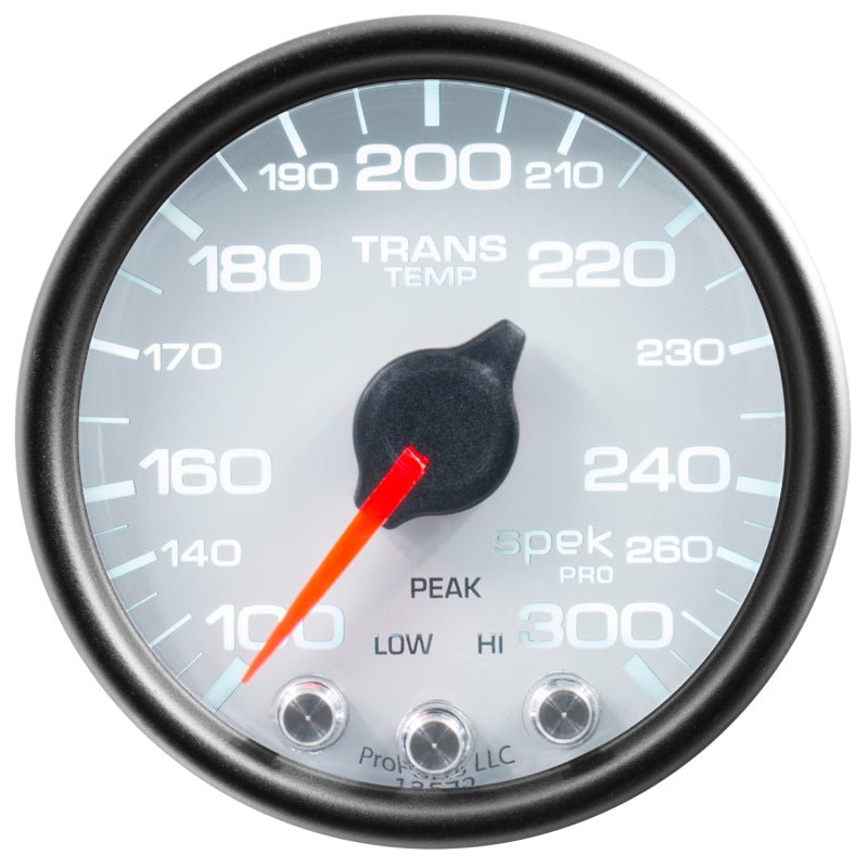 AutoMeter - Autometer Spek-Pro Gauge Trans Temp 2 1/16in 300f Stepper Motor W/Peak & Warn Wht/Blk - Demon Performance