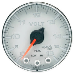 AutoMeter - Autometer Spek-Pro Gauge Voltmeter 2 1/16in 16V Stepper Motor W/Peak & Warn Slvr/Chrm - Demon Performance