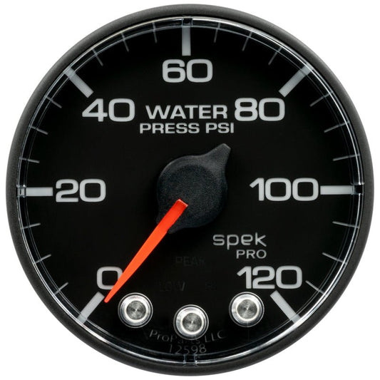 AutoMeter - Autometer Spek-Pro Gauge Water Press 2 1/16in 120psi Stepper Motor W/ Peak & Warn - Demon Performance