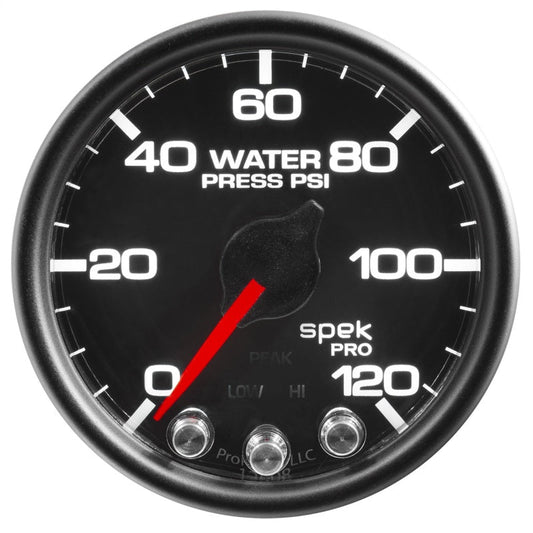 AutoMeter - Autometer Spek-Pro Gauge Water Press 2 1/16in 120psi Stepper Motor W/Peak & Warn Blk/Blk - Demon Performance