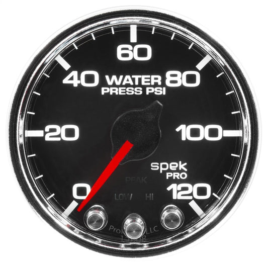 AutoMeter - Autometer Spek-Pro Gauge Water Press 2 1/16in 120psi Stepper Motor W/Peak & Warn Blk/Chrm - Demon Performance