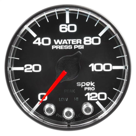 AutoMeter - Autometer Spek-Pro Gauge Water Press 2 1/16in 120psi Stepper Motor W/Peak & Warn Blk/Chrm - Demon Performance