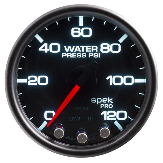 AutoMeter - Autometer Spek-Pro Gauge Water Press 2 1/16in 120psi Stepper Motor W/Peak & Warn Blk/Smoke/Blk - Demon Performance