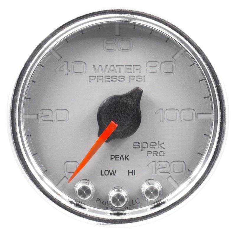 AutoMeter - Autometer Spek-Pro Gauge Water Press 2 1/16in 120psi Stepper Motor W/Peak & Warn Slvr/Chrm - Demon Performance