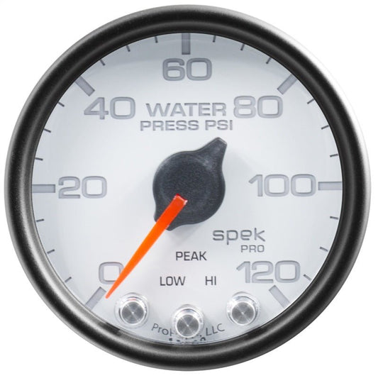 AutoMeter - Autometer Spek-Pro Gauge Water Press 2 1/16in 120psi Stepper Motor W/Peak & Warn Wht/Blk - Demon Performance