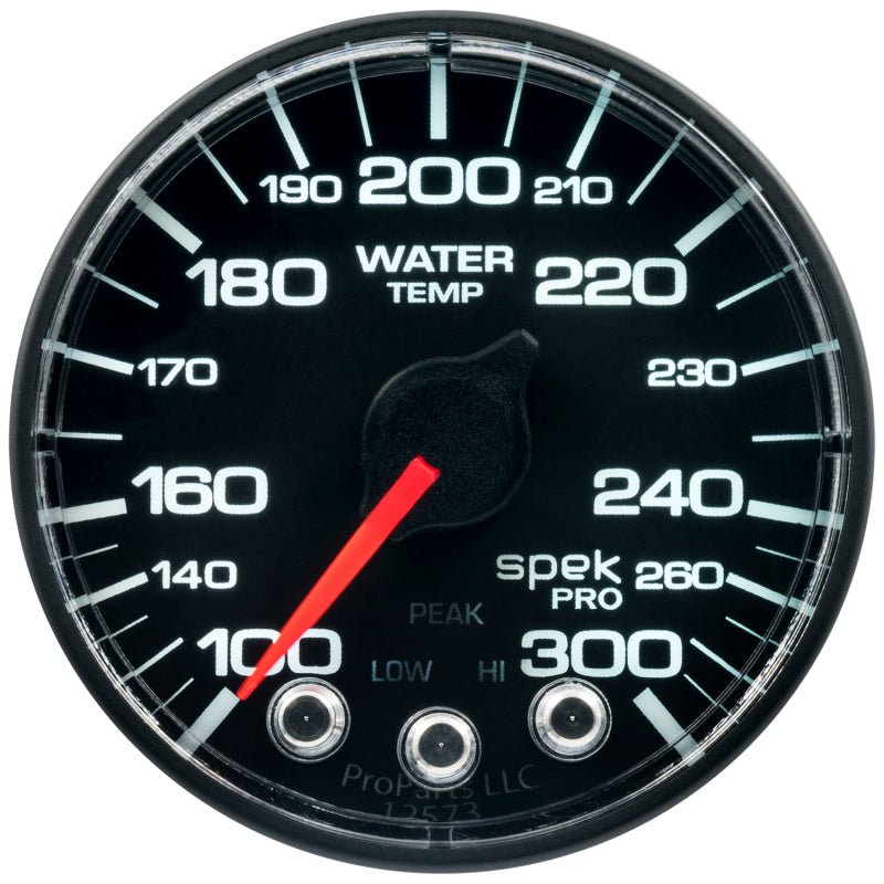 AutoMeter - Autometer Spek-Pro Gauge Water Temp 2 1/16in 300f Stepper Motor W/Peak & Warn Blk/Blk - Demon Performance