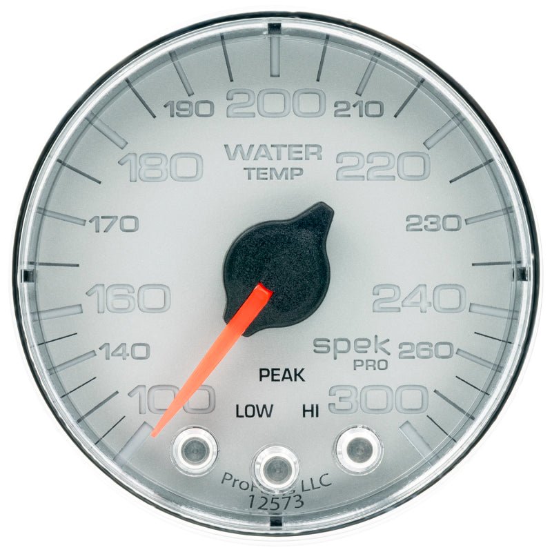 AutoMeter - Autometer Spek-Pro Gauge Water Temp 2 1/16in 300f Stepper Motor W/Peak & Warn Slvr/Chrm - Demon Performance