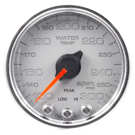 AutoMeter - Autometer Spek-Pro Gauge Water Temp 2 1/16in 300f Stepper Motor W/Peak & Warn Slvr/Chrm - Demon Performance