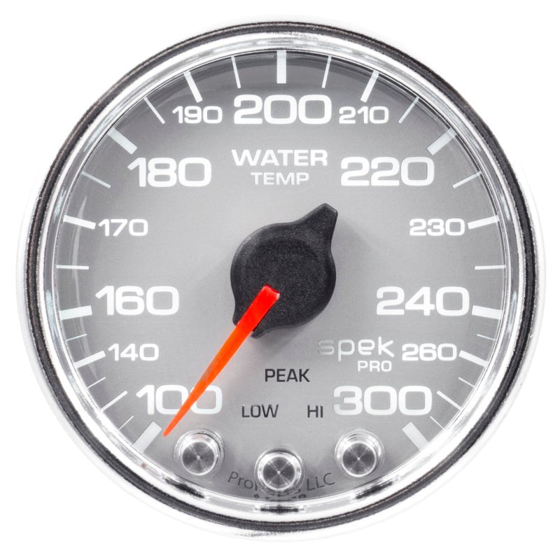 AutoMeter - Autometer Spek-Pro Gauge Water Temp 2 1/16in 300f Stepper Motor W/Peak & Warn Slvr/Chrm - Demon Performance