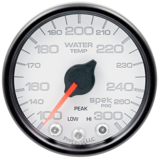 AutoMeter - Autometer Spek-Pro Gauge Water Temp 2 1/16in 300f Stepper Motor W/Peak & Warn Wht/Blk - Demon Performance