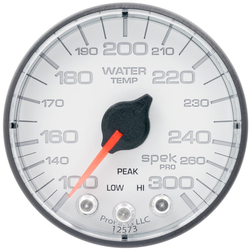 AutoMeter - Autometer Spek-Pro Gauge Water Temp 2 1/16in 300f Stepper Motor W/Peak & Warn Wht/Blk - Demon Performance