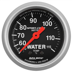 AutoMeter - Autometer Sport 2in Water Temp Metric , 50-115 deg. C / Mech - Demon Performance