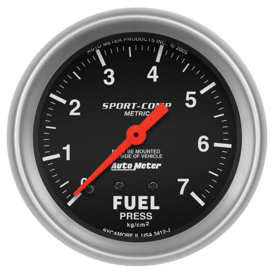 AutoMeter - Autometer Sport-Comp 2 5/8in 0-7 Kg/Cm2 Mechanical Fuel Pressure Gauge - Demon Performance