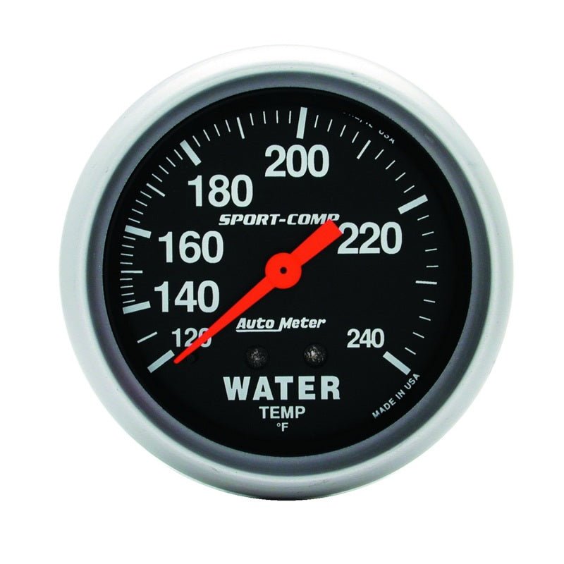 AutoMeter - Autometer Sport-Comp 2 5/8in 120-240 F Mechanical Water Temp Gauge - Demon Performance