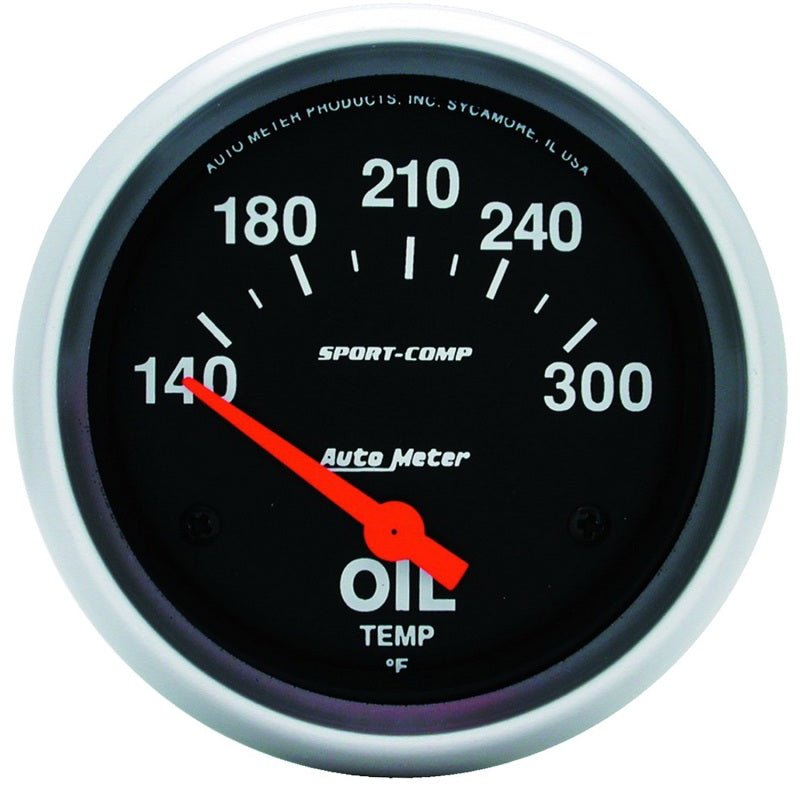 AutoMeter - Autometer Sport-Comp 2 5/8in 140-300 Deg F Short Sweep Electronic Oil Temperature Gauge - Demon Performance