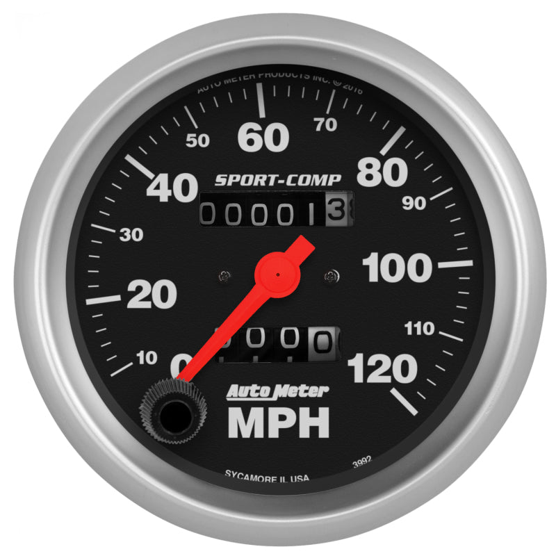 AutoMeter - Autometer Sport-Comp 3-3/8 inch 120 MPH Mechanical Speedometer - Demon Performance