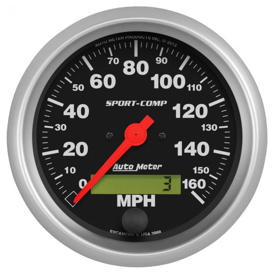 AutoMeter - Autometer Sport-Comp 3-3/8 inch 160 MPH Electronic Speedometer Gauge - Demon Performance