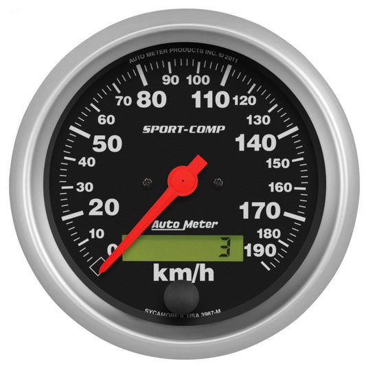 AutoMeter - Autometer Sport-Comp 3-3/8 inch 190 KPH Electronic Speedometer Gauge - Demon Performance