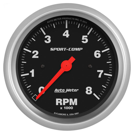 AutoMeter - Autometer Sport-Comp 3-3/8 inch 8000 RPM Electronic In Dash Tach - Demon Performance