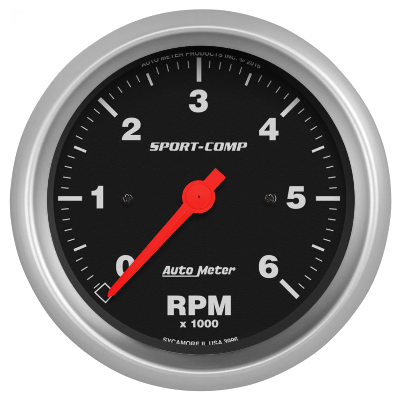 AutoMeter - AutoMeter Sport-Comp 3-3/8in. 0-6K RPM In-Dash Tachometer Gauge - Demon Performance