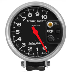 AutoMeter - Autometer Sport-Comp 5 inch 10,000 RPM Pedestal Mount Tachometer (Shift-Lite on Control Shield) - Demon Performance